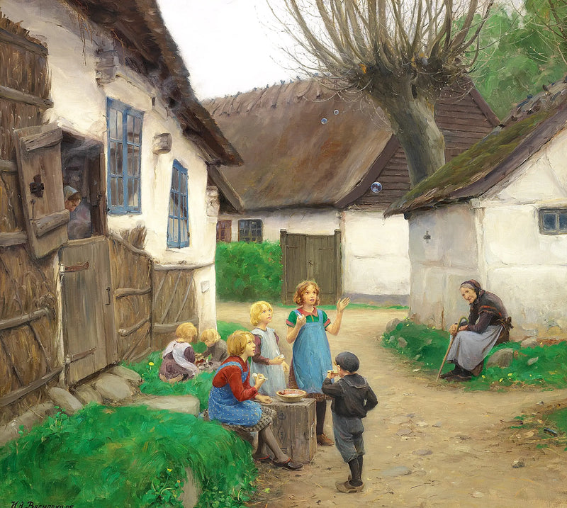 Děti foukají bubliny. - H. A. Brendekilde