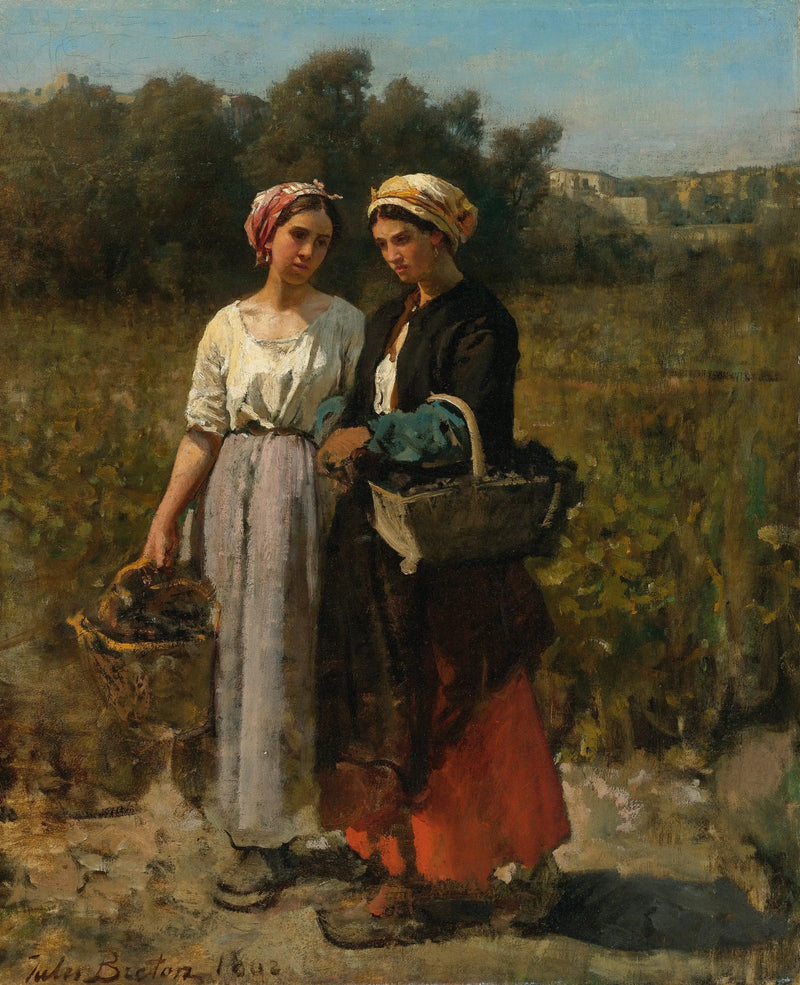 Deux jeunes femmes dans le vintage - Jules Breton