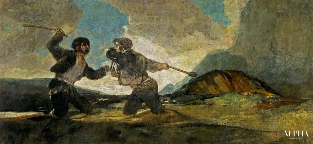 Duel au gourdin - Francisco de Goya - Reproductions de tableaux et peintures haut de gamme