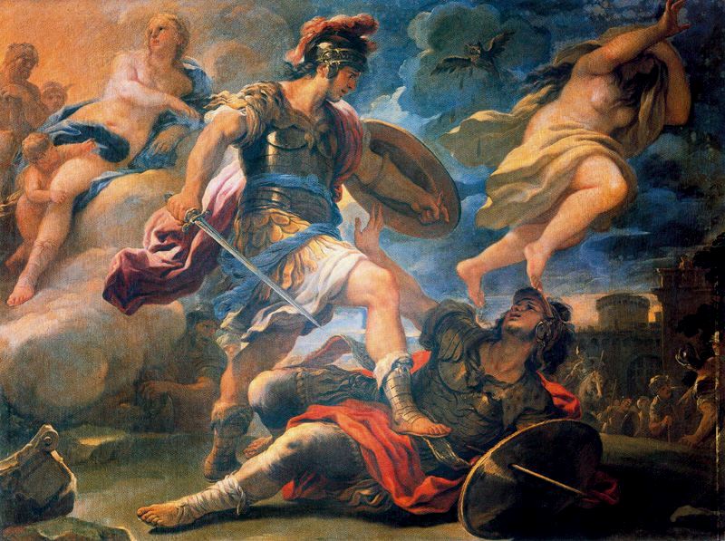 Eneáš a Turnus - Luca Giordano