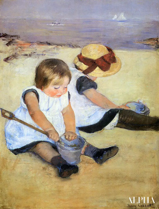 Enfants jouant sur la plage - Mary Cassatt - Reproductions de tableaux et peintures haut de gamme