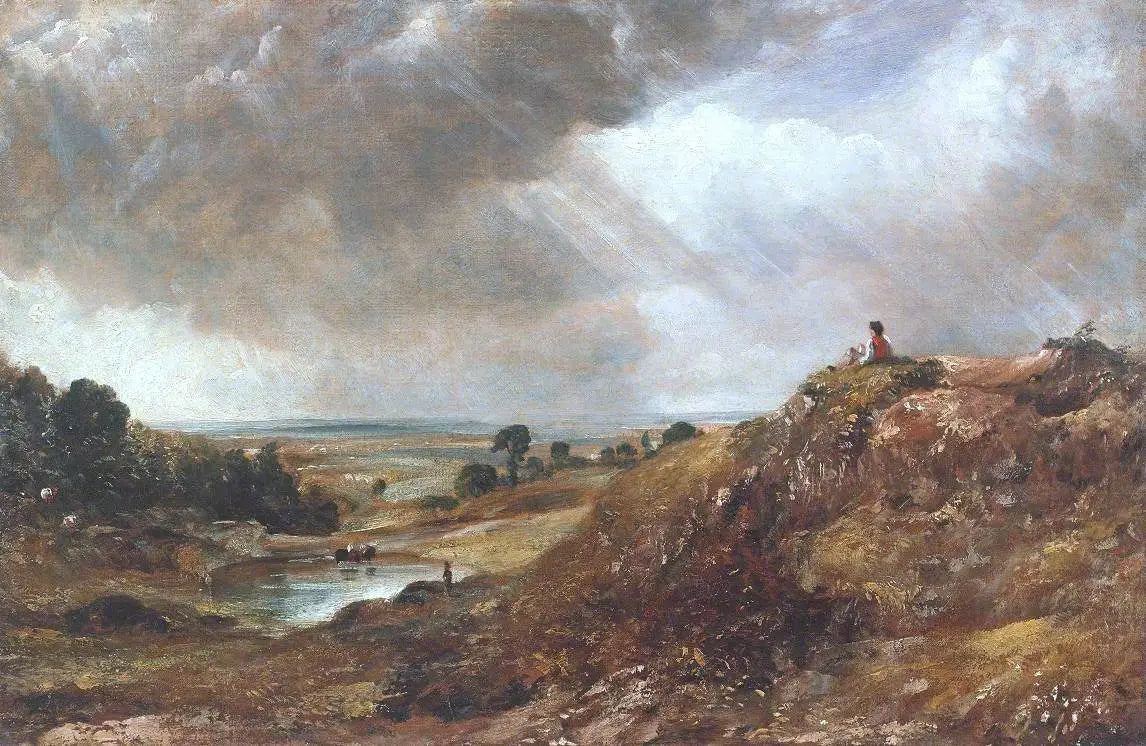 Étang de Branch Hill Hampstead Heath avec un garçon assis sur une berge - John Constable - Alpha Reproduction