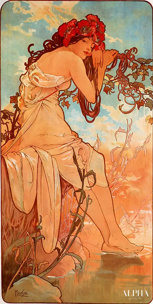 Été - Mucha - Reproductions de tableaux et peintures haut de gamme