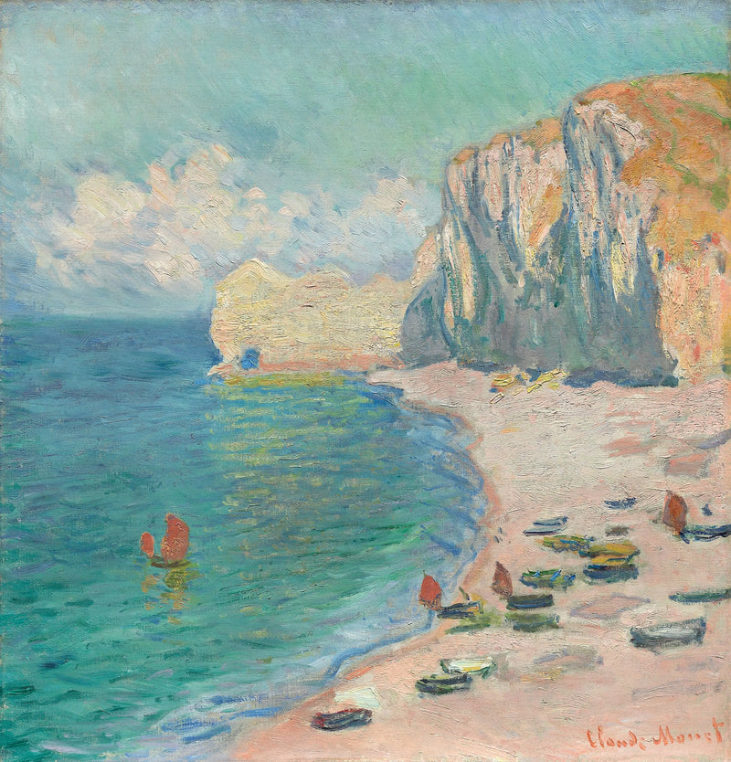 Étretat: Pláž a útes Amont - Claude Monet