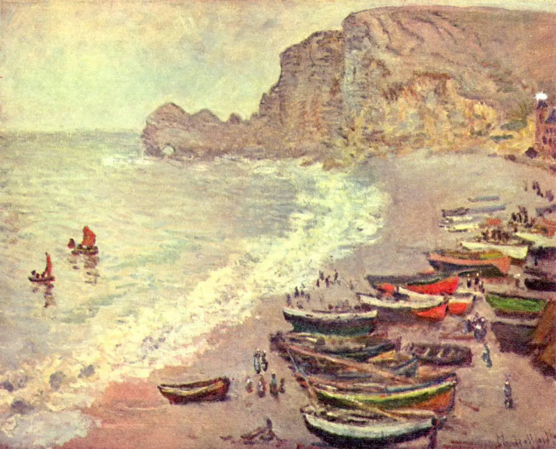 Étretat: pláž a brána d'Amont - Claude Monet