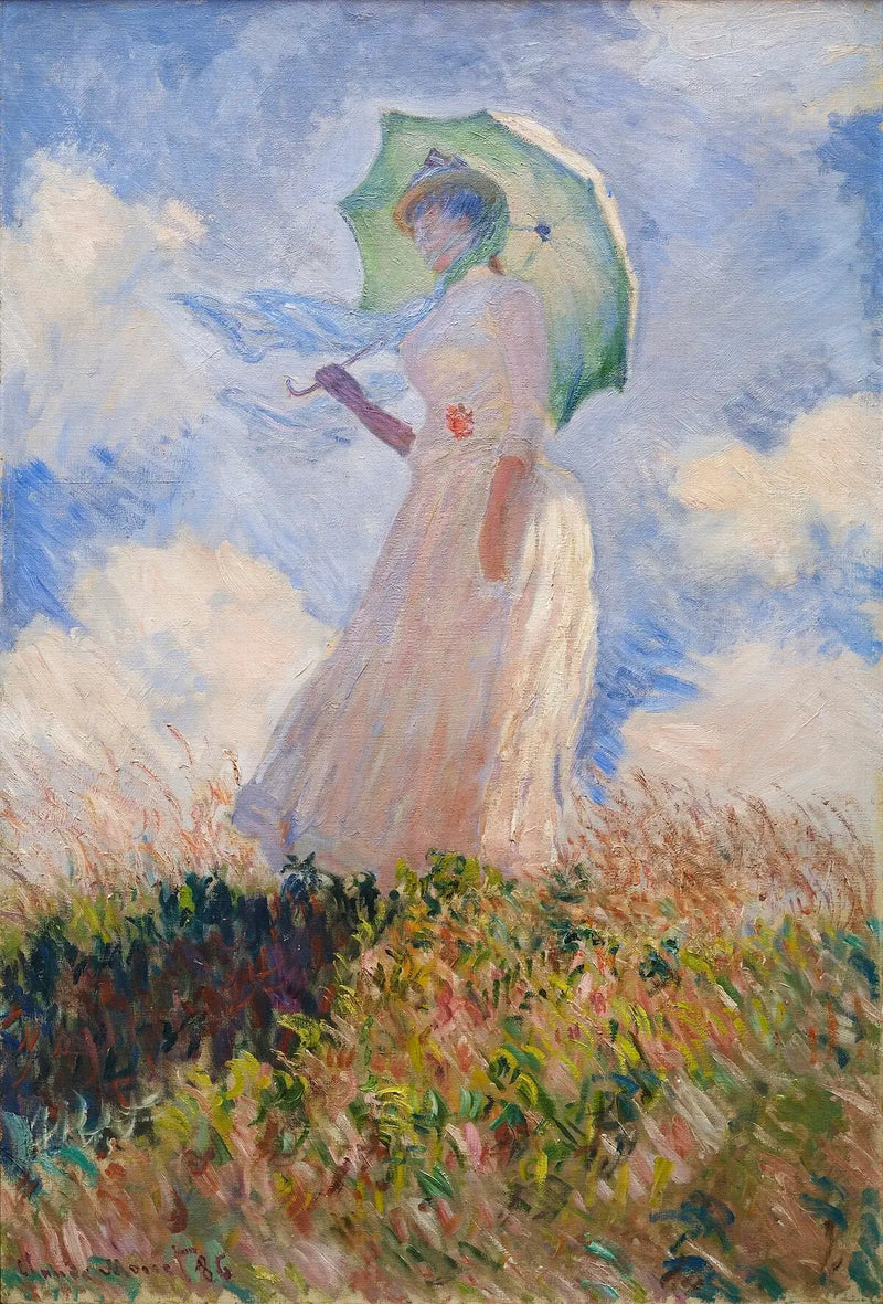 Žena s deštníkem otočená doleva - Claude Monet