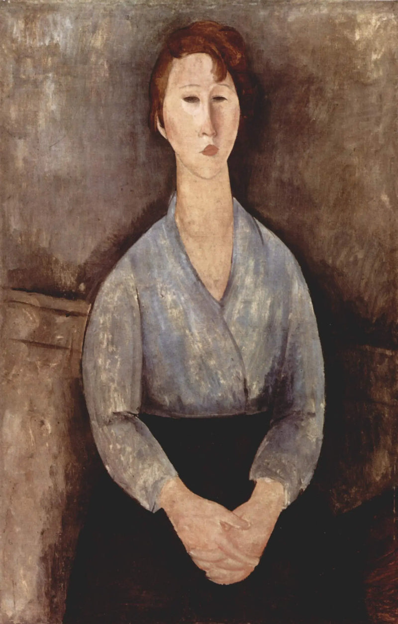 Žena sedící v modré blůze - Amedeo Modigliani