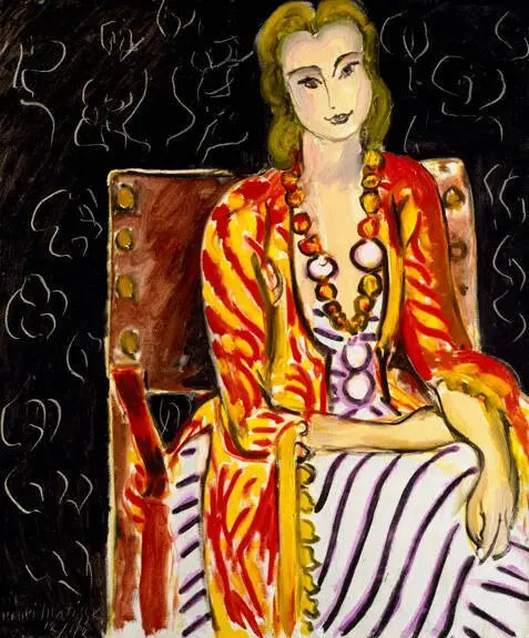 Žena sedící na černém pozadí - Henri Matisse