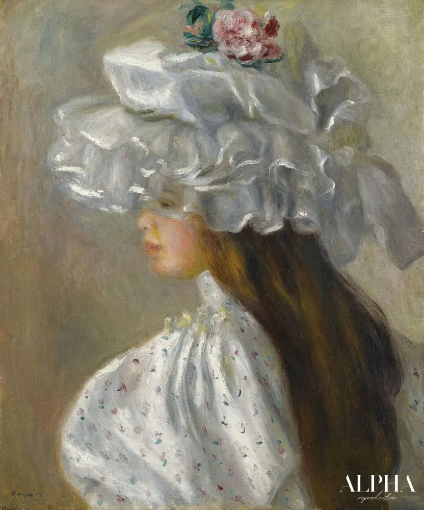 Femme au chapeau blanc - Pierre-Auguste Renoir - Reproductions de tableaux et peintures haut de gamme