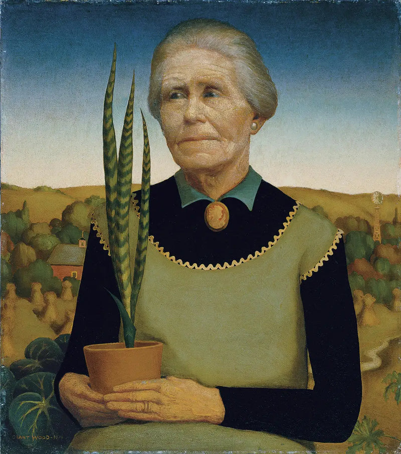 Žena s rostlinami - Grant Wood