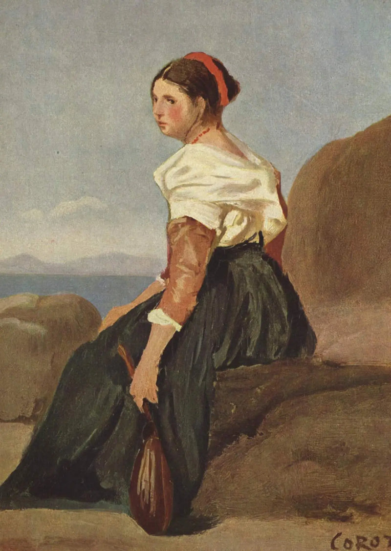 Žena s mandolínou - Jean-Baptiste Camille Corot