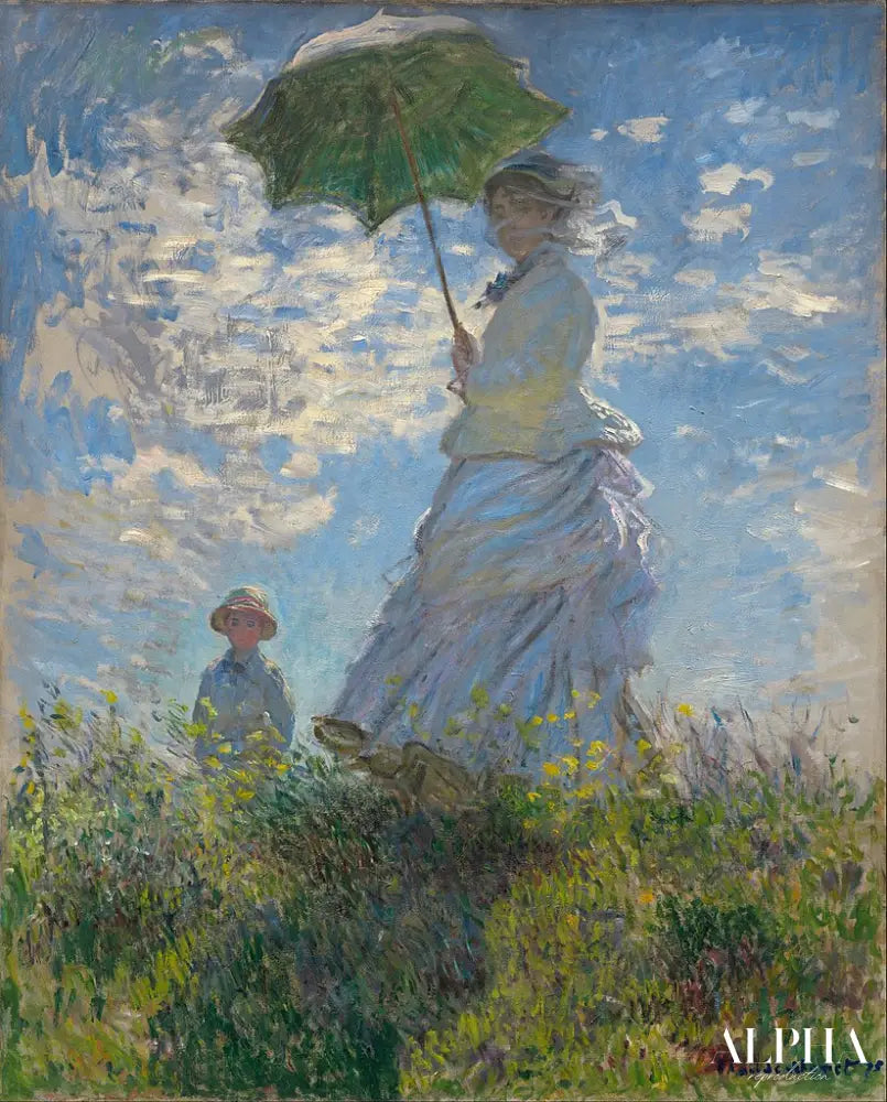 "Femme avec un parasol" ou "Femme à l'ombrelle" - Claude Monet - Reproductions de tableaux et peintures haut de gamme