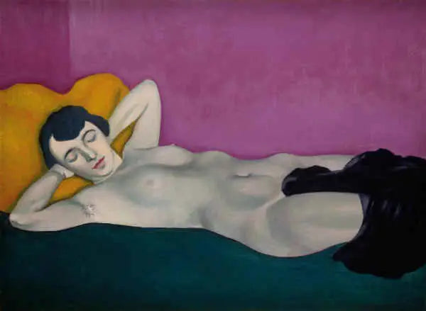 Žena ležící na fialovém pozadí - Félix Vallotton