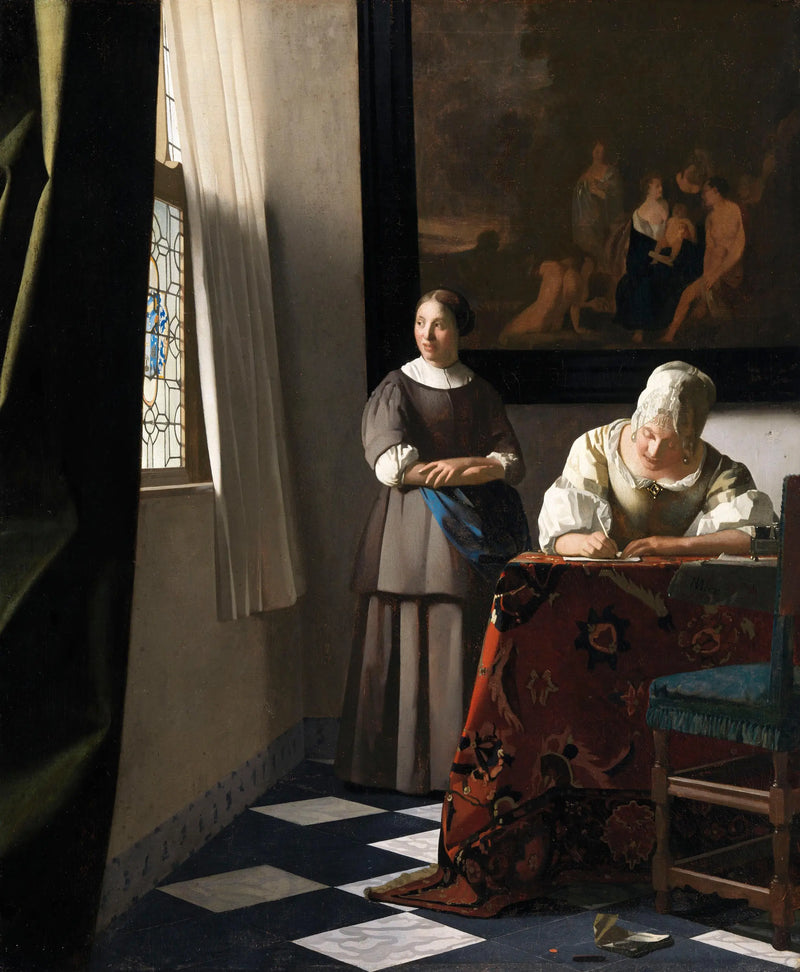 Žena píšící dopis a její služka - Johannes Vermeer