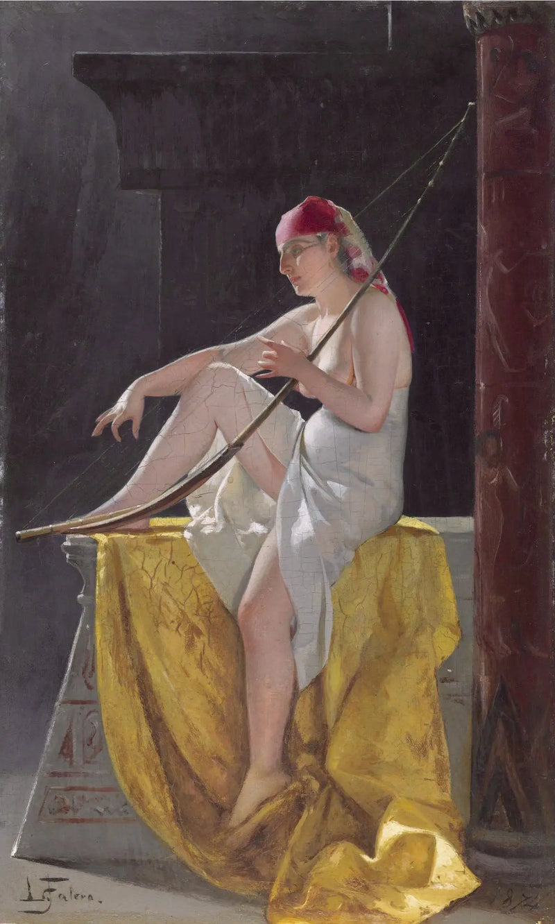 Egyptská žena s harfou - Luis Ricardo Falero