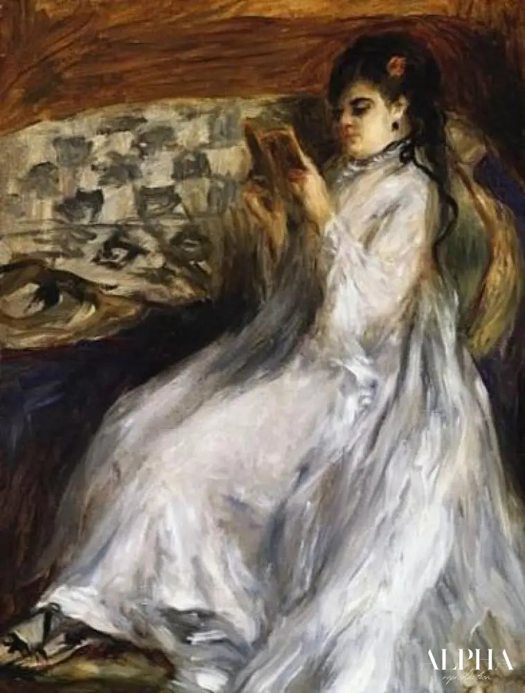 Femme en blanc qui lit - Pierre-Auguste Renoir - Reproductions de tableaux et peintures haut de gamme