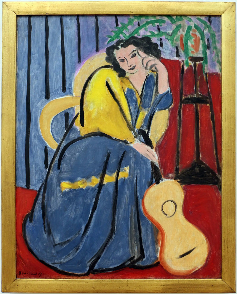 Žena v žlutém a modrém s kytarou - Henri Matisse