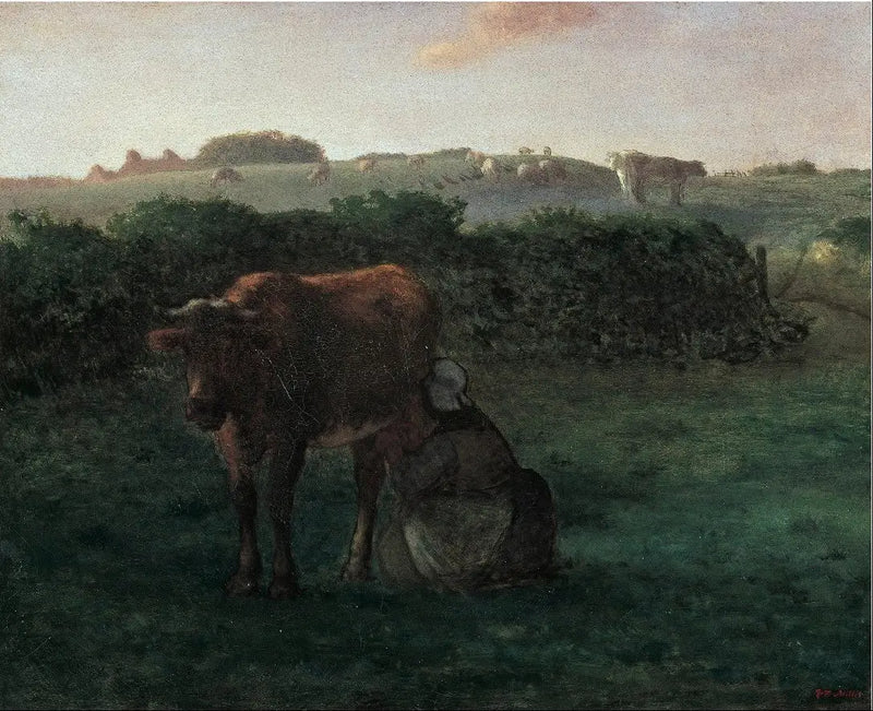 Žena kreslící krávu - Jean-François Millet