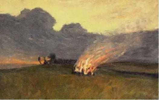 Reproduction du tableau « Feu de joie - Paul Gauguin » par Alpha Reproduction en peinture à l’huile