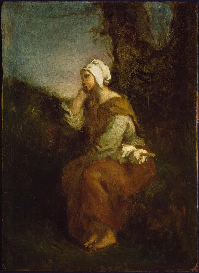 Dívka zemědělská snící - Jean-François Millet