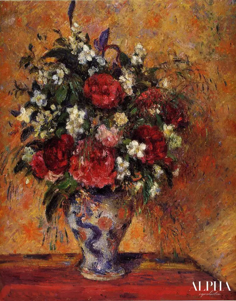 Fleurs dans un vase - Camille Pissarro - Reproductions de tableaux et peintures haut de gamme