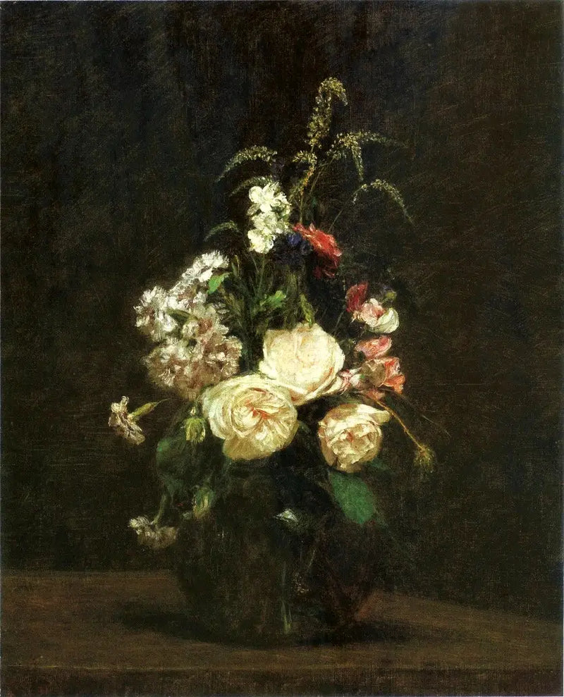 Květiny v skleněné váze. - Henri Fantin-Latour