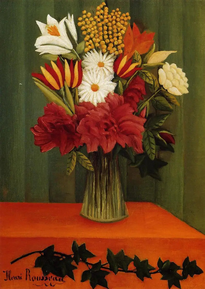 Květiny v květináči - Henri Rousseau