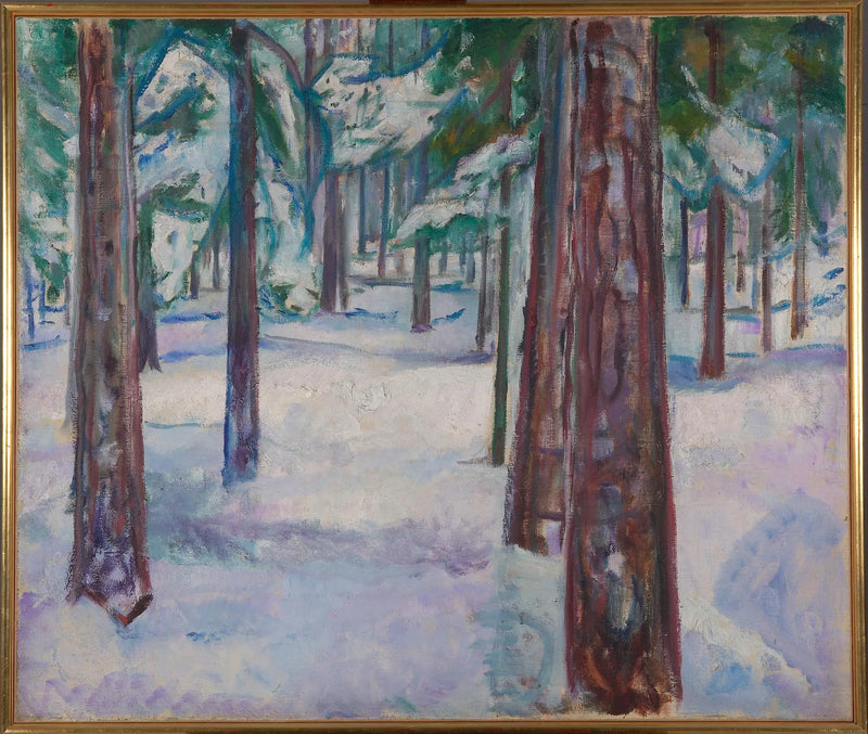 Lesní krajina ve sněhu - Edvard Munch