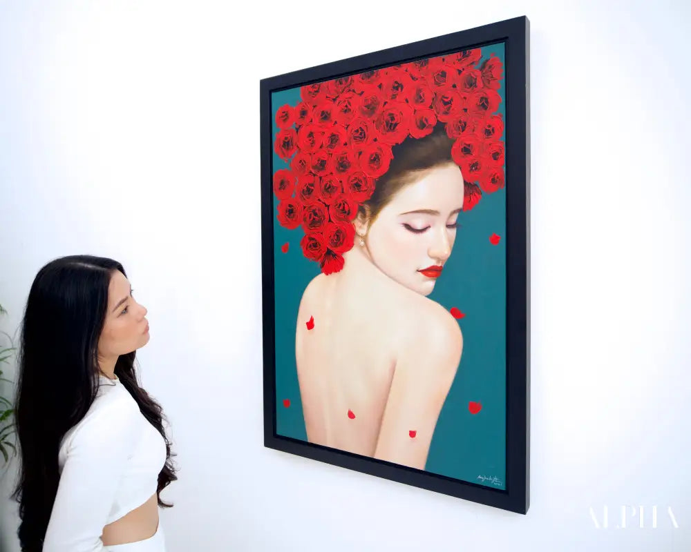 Fragile woman with roses - Narit | 60 x 90 cm Reproductions de tableaux à la peinture à l’huile