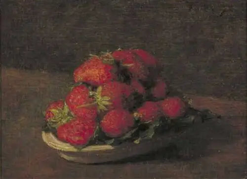 Jahody na malém talíři z fajáns - Henri Fantin-Latour