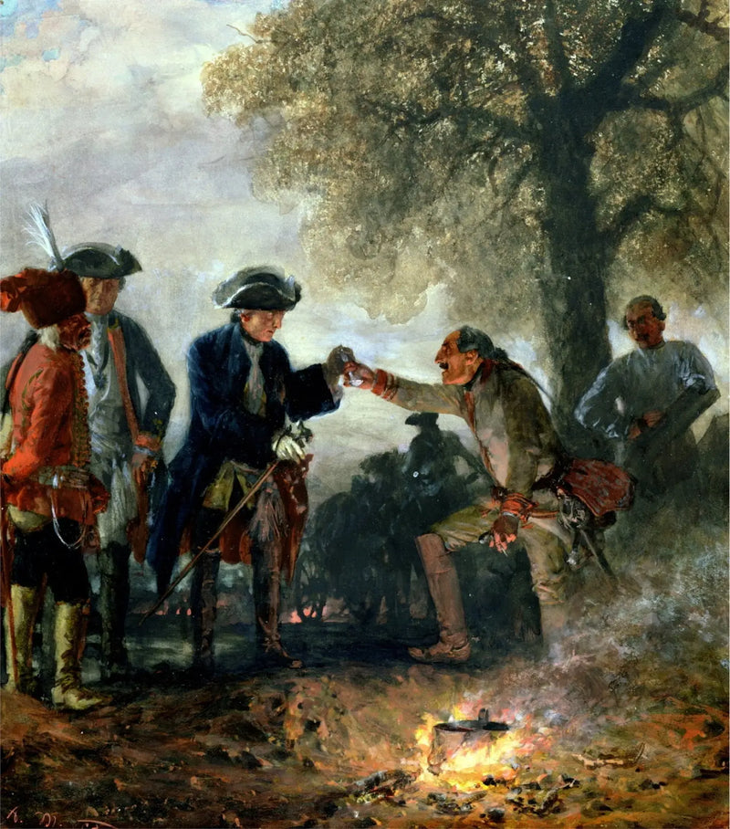 Frédéric Veliký s Zietenem v táboře - Adolph von Menzel