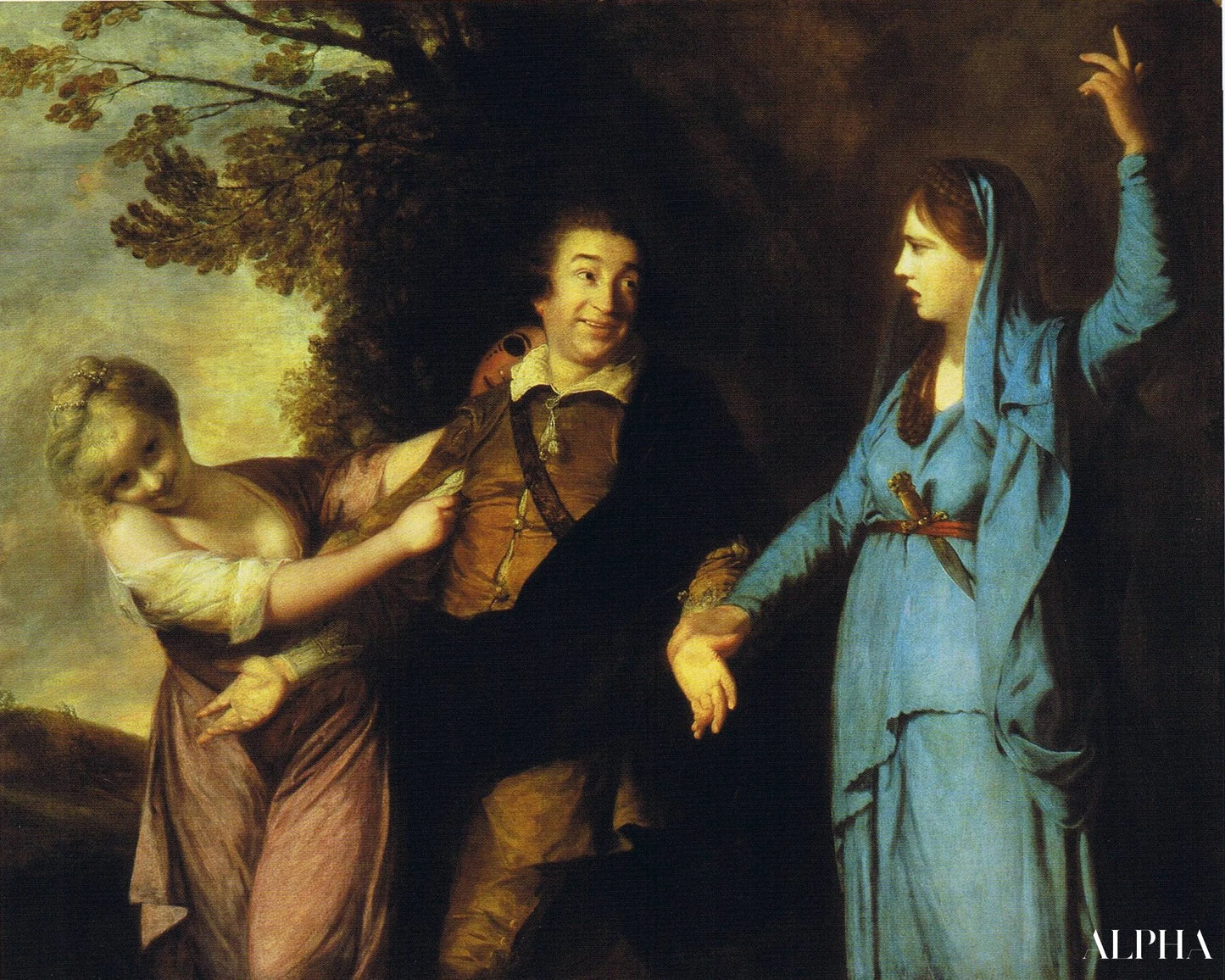Garrick entre la tragédie et la comédie - Joshua Reynolds - Reproductions de tableaux et peintures haut de gamme