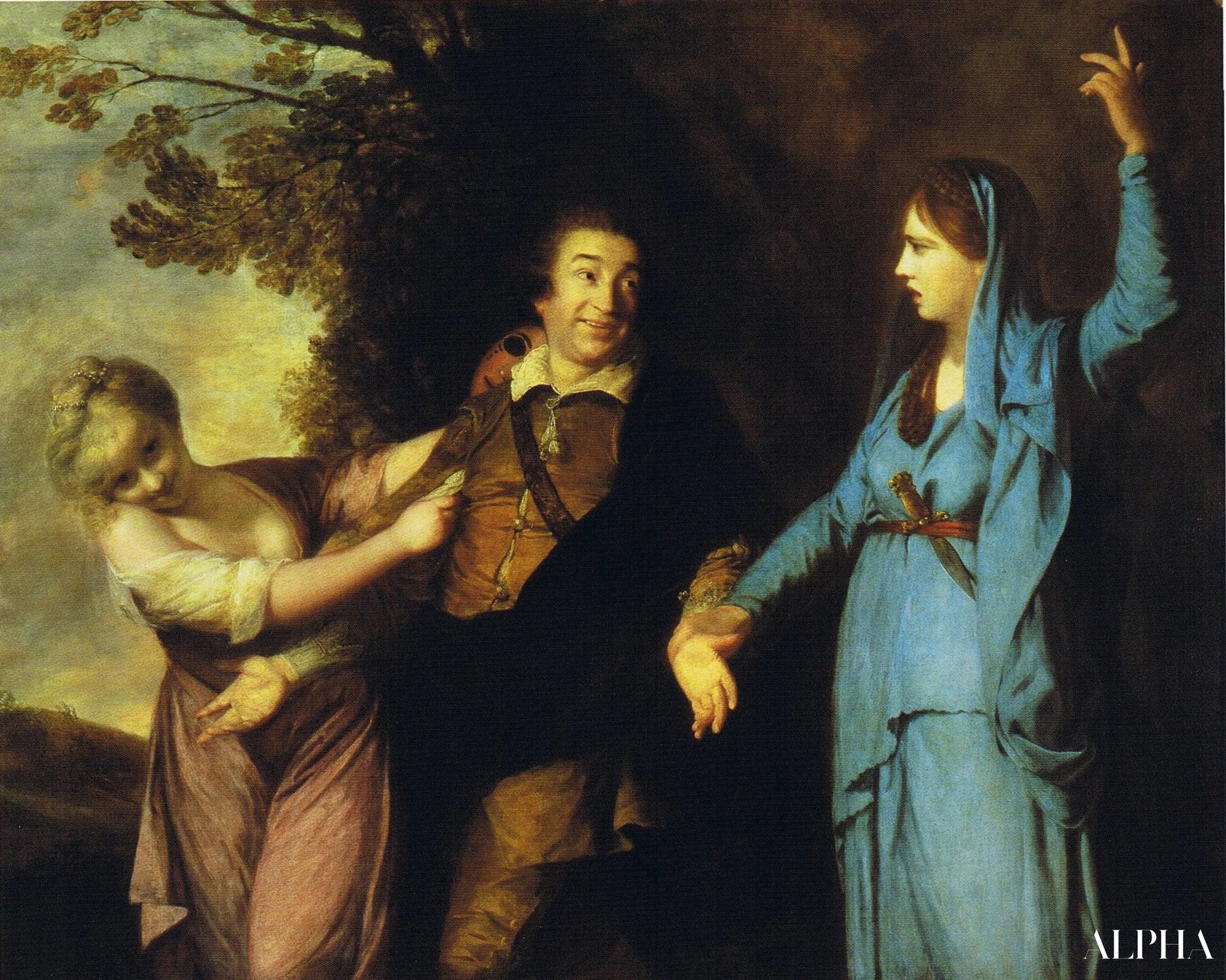 Garrick entre la tragédie et la comédie - Joshua Reynolds - Reproductions de tableaux et peintures haut de gamme