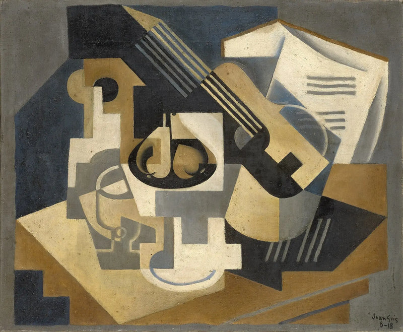 Kytara a mísa na stole - Juan Gris