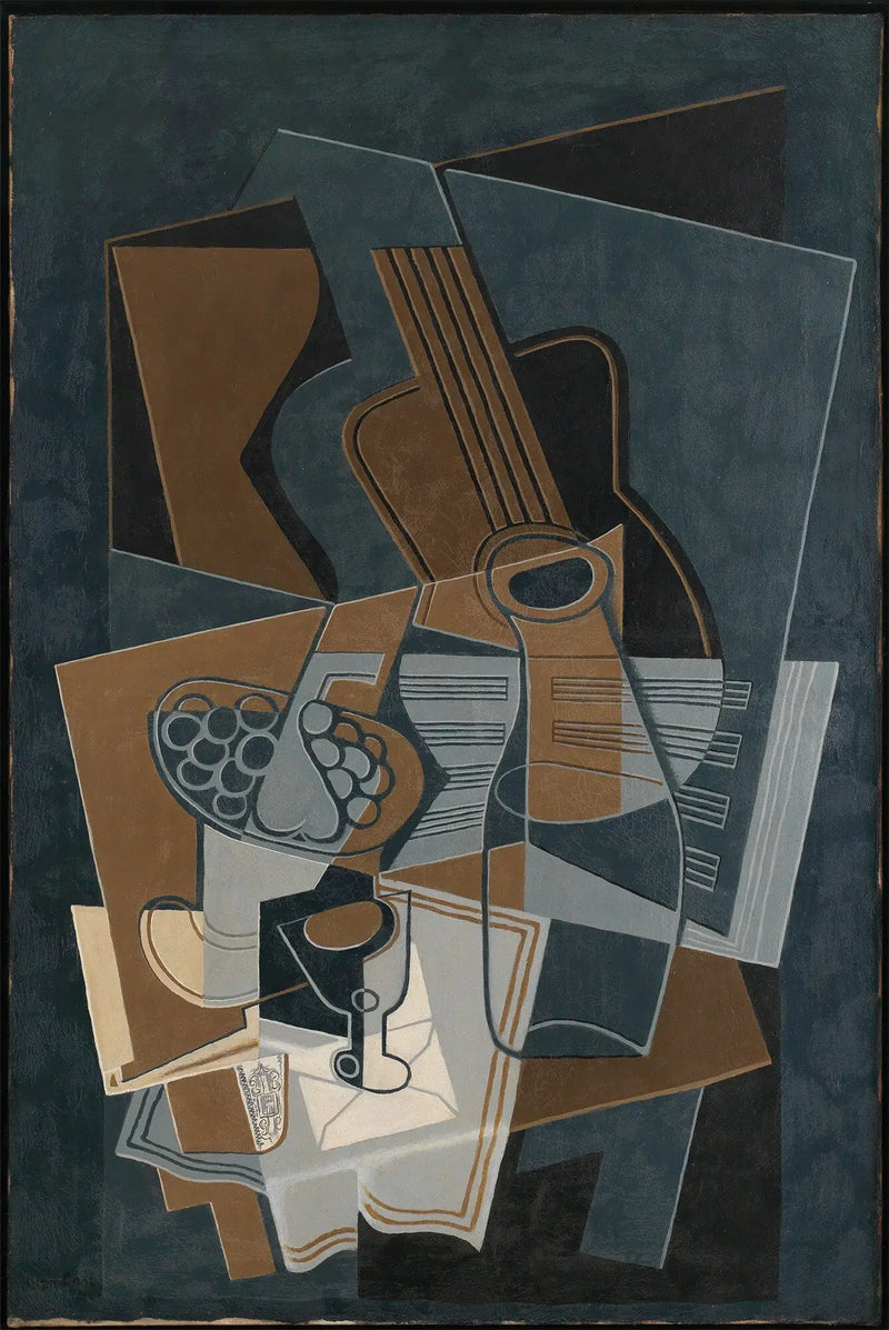Kytara a lahvička - Juan Gris