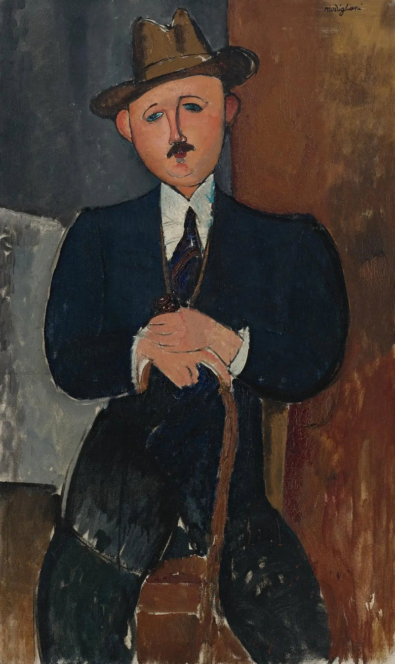 Sedící muž (opřený o hůl) - Amedeo Modigliani