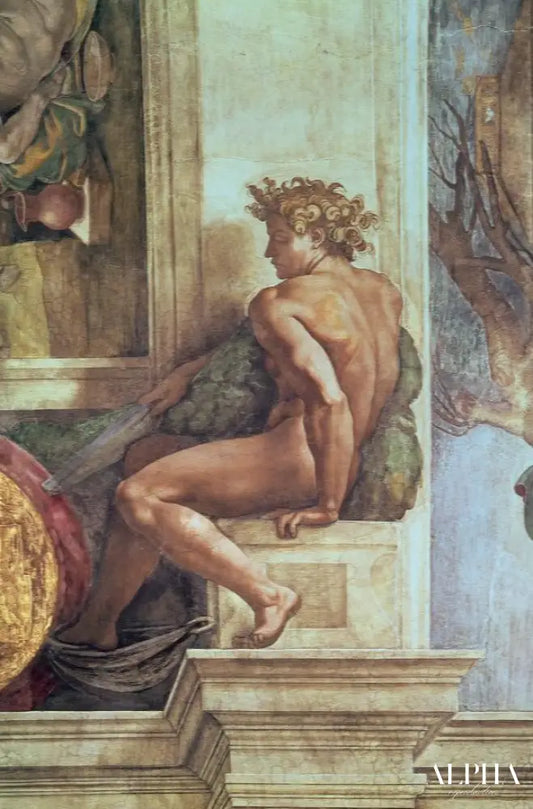 Ignudo du plafond de la Sixtine - Michel-Ange - Reproductions de tableaux et peintures haut de gamme