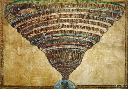 Illustration de la Divine Comédie de Dante Alighieri (Abîme de l'enfer) - Sandro Botticelli - Reproductions de tableaux et peintures haut de gamme