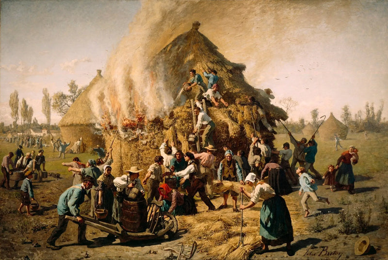 Požár v seníku - Jules Breton