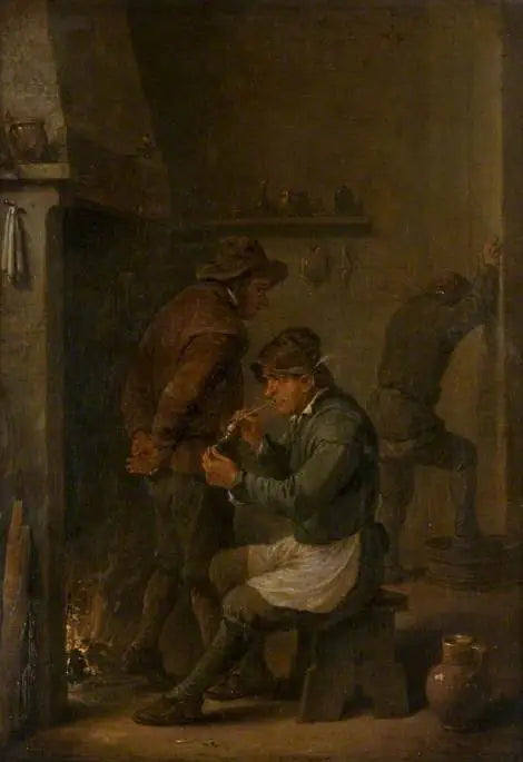 Interiér s rolníky před ohněm - David Teniers le Jeune