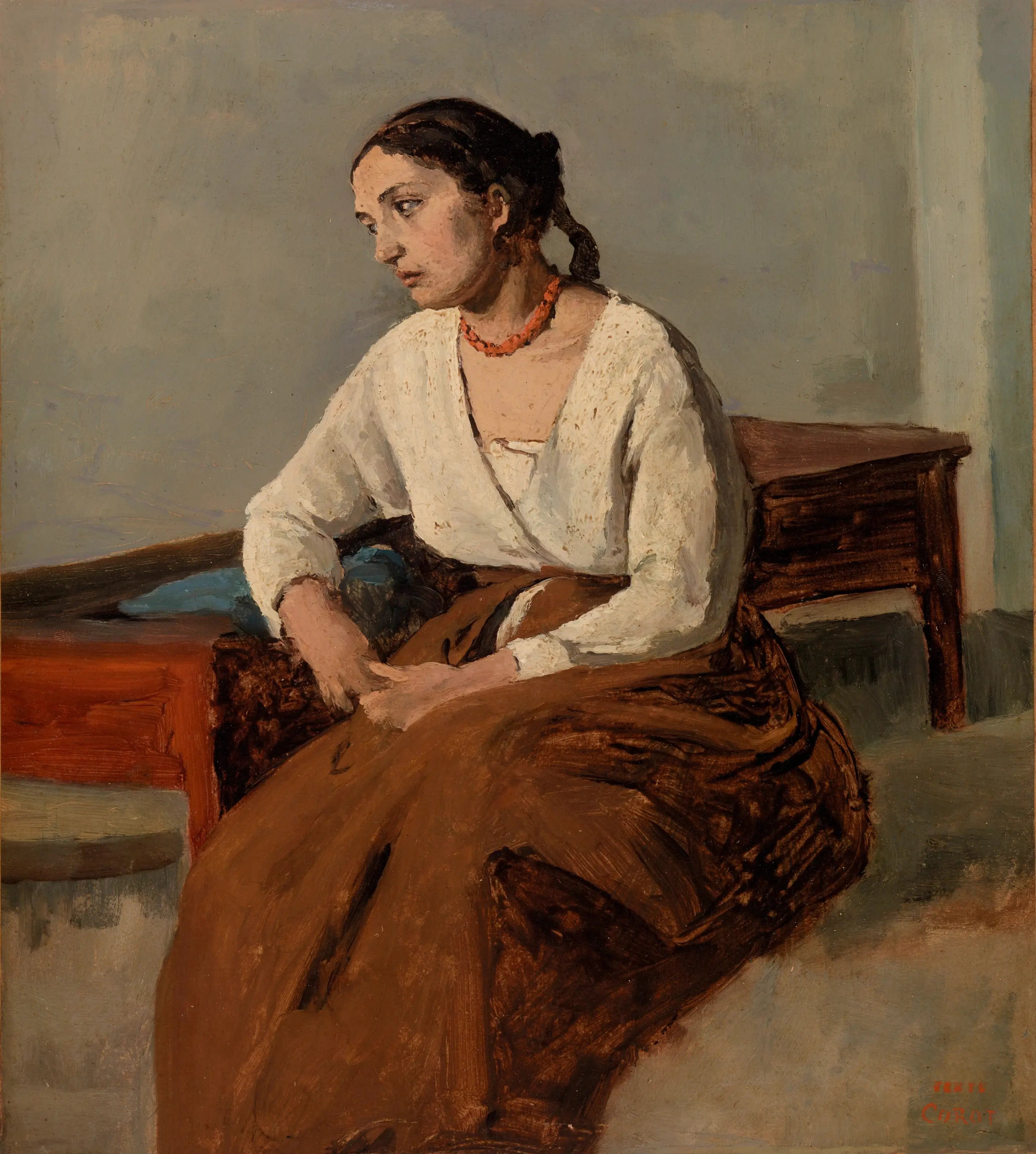 Italienne mélancolique (Rome) - Jean-Baptiste Camille Corot - Alpha Reproduction