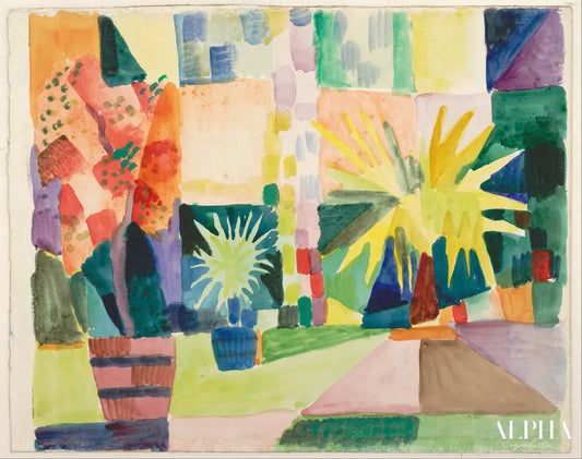 Jardin au bord du lac de Thoune - August Macke - Reproductions de tableaux et peintures haut de gamme