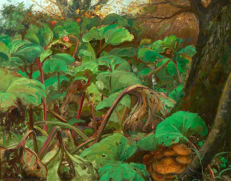 Zahrada rabarbory v Herlufsholmu. - H. A. Brendekilde