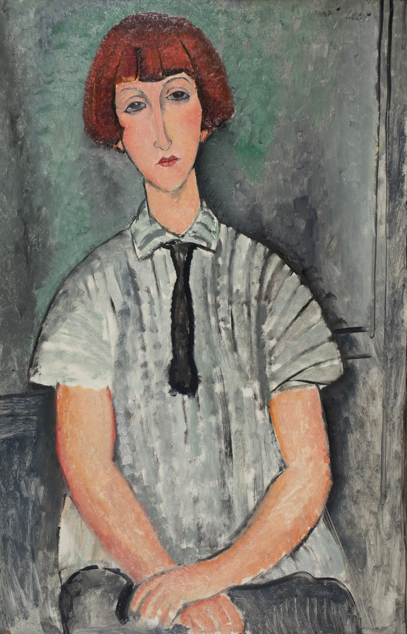 Mladá žena v pruhované košili - Amedeo Modigliani