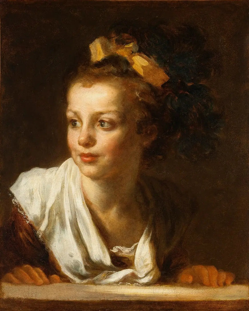 Mladá dívka opírající se o okraj okna - Jean-Honoré Fragonard