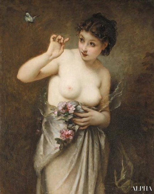 Jeune Fille Au Papillon - Guillaume Seignac - Reproductions de tableaux et peintures haut de gamme
