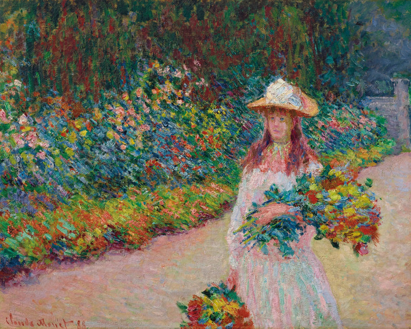 Mladá dívka v zahradě v Giverny - Claude Monet