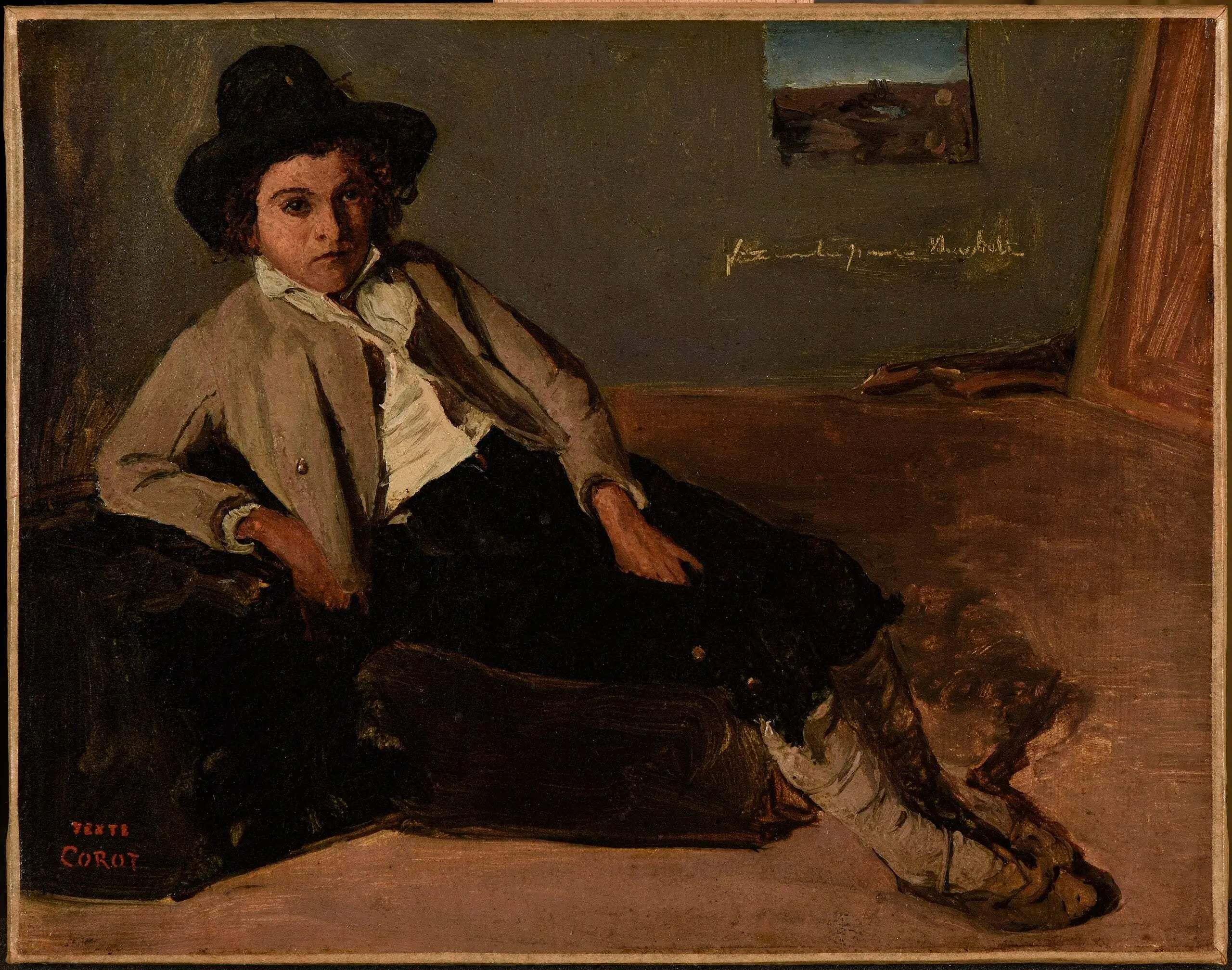 Jeune italien assis dans la chambre de Corot à Rome - Jean-Baptiste Camille Corot - Alpha Reproduction