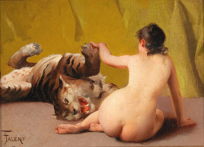 Jouer avec le tigre - Luis Ricardo Falero - Alpha Reproduction