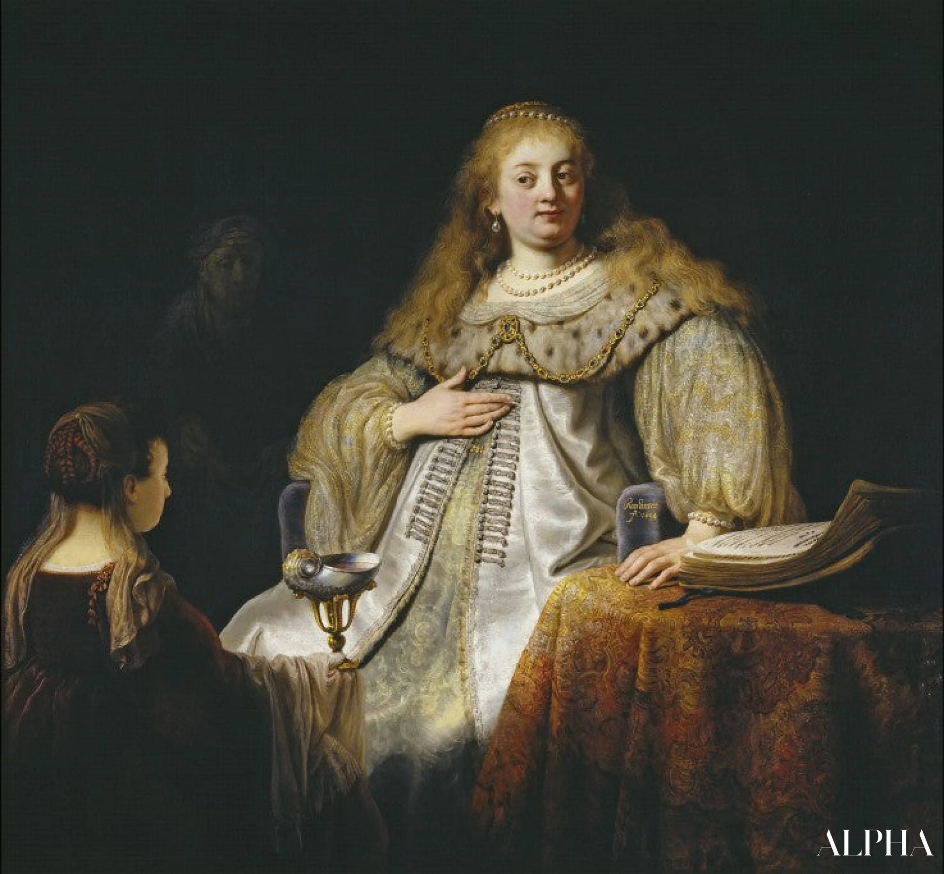 Judith au banquet d'Holopherne - Rembrandt van Rijn - Reproductions de tableaux et peintures haut de gamme